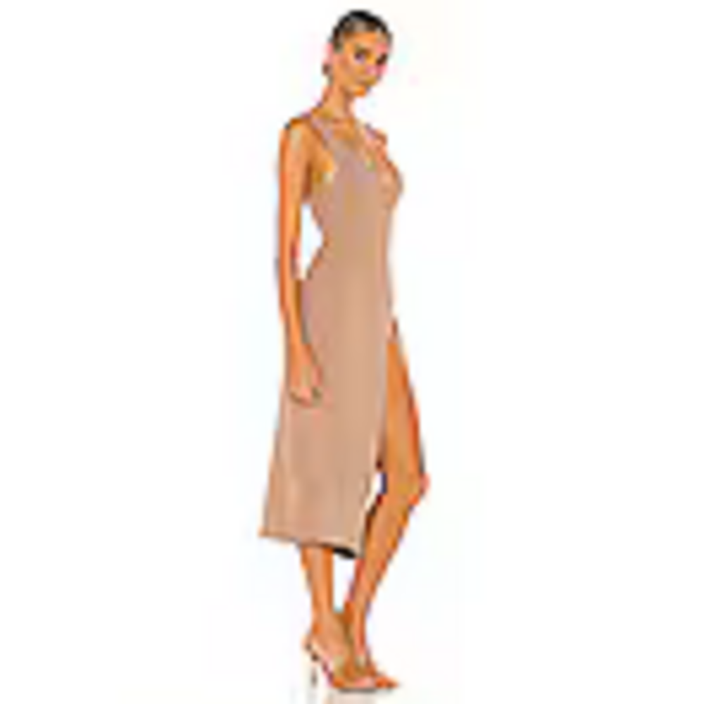 Michael Costello x REVOLVE Variegated Rib Bodycon Dress in Tan - Picture 4 of 5